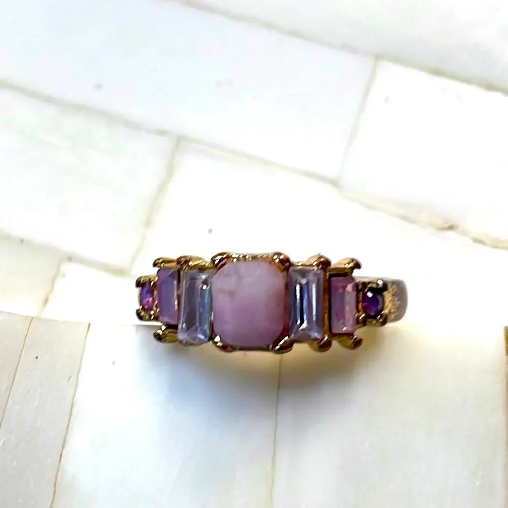 Free People Everly Ring Size 8 Pink Purple Semi-Precious Stones NWOT